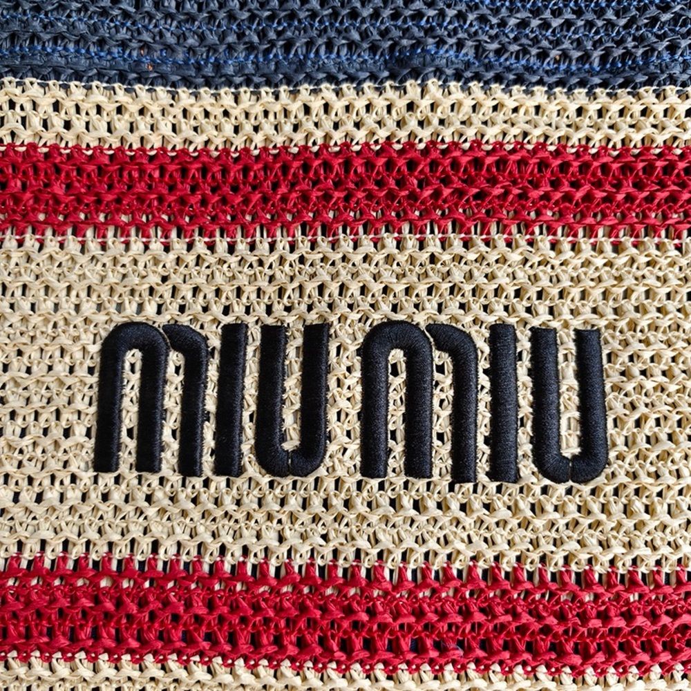 Miu Miu Embroidered Logo Woven Handbag - Picture 2 of 6
